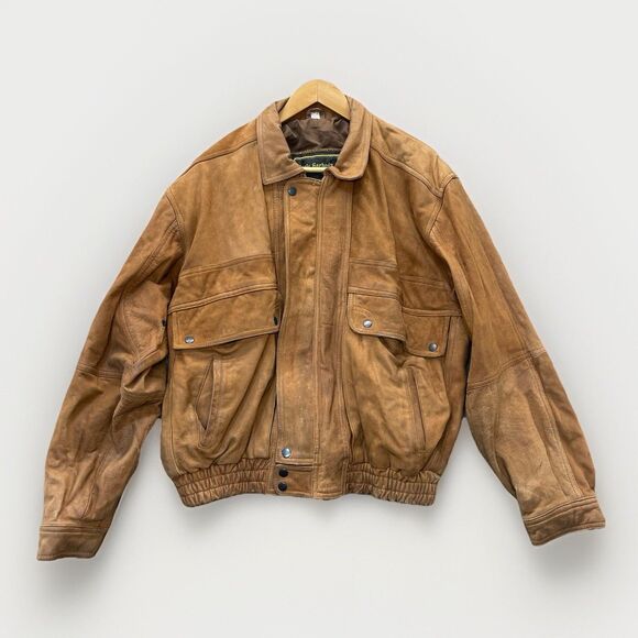 Vintage Genuine Leather Bomber Aviator Flight Jacket Men's Medium Nicole Sarhady - Picture 1 of 12